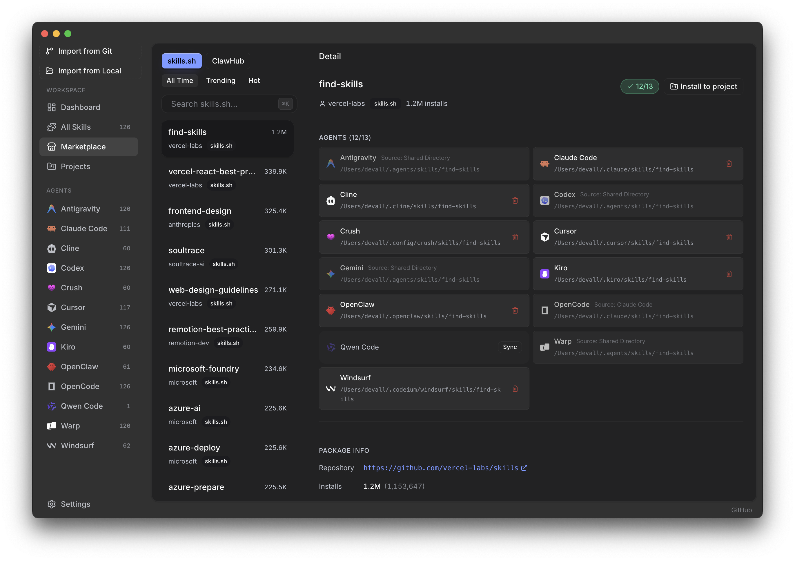 Skiller Marketplace: search and install from community sources